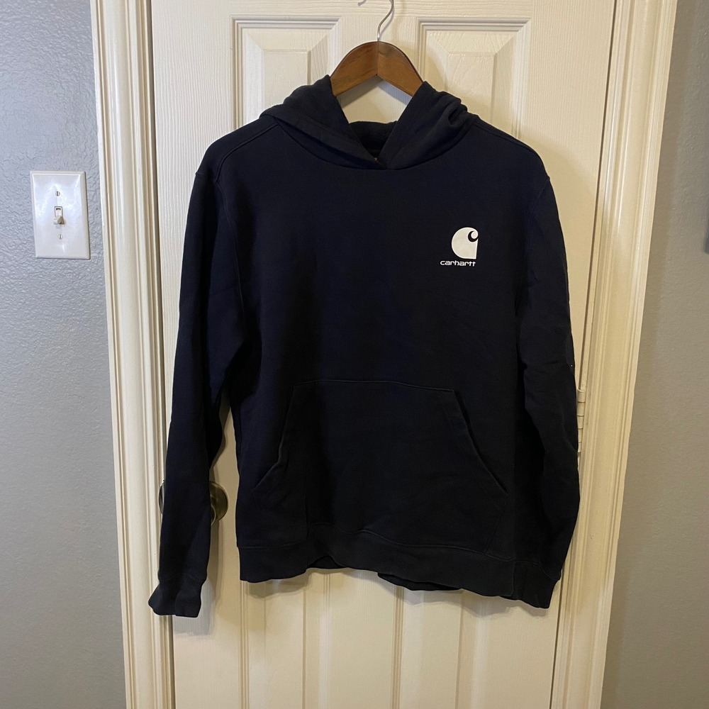 Carhartt Kids Black Logo Sleeve Pullover Hoodie XL 18-20